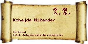 Kohajda Nikander névjegykártya